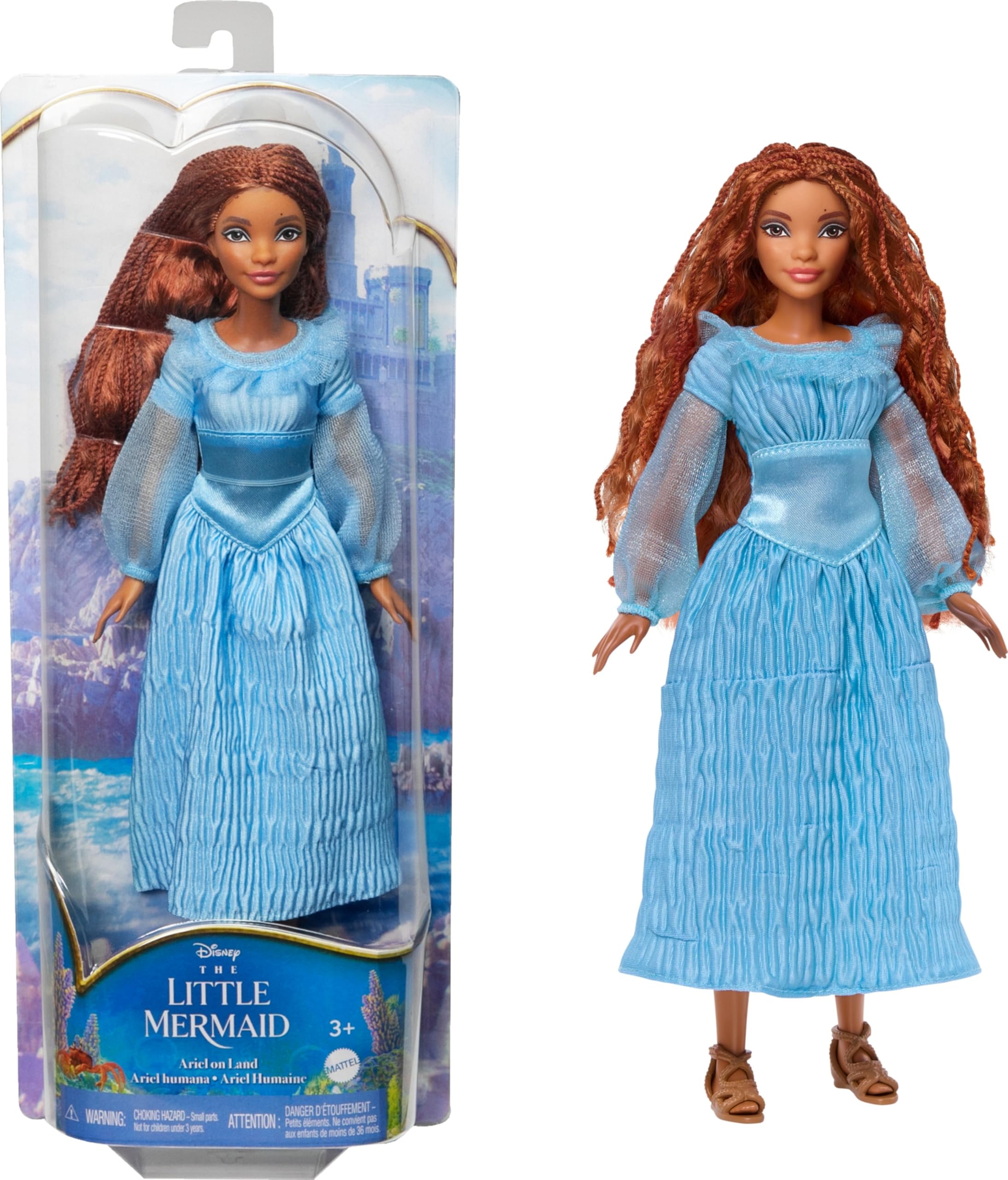 Кукла Mattel Disney Ариэль на суше из фильма «Русалочка 3» и HLX09 «Русалочка» (игровой фильм) [Кукла для переодевания] [Для детей старше] синий