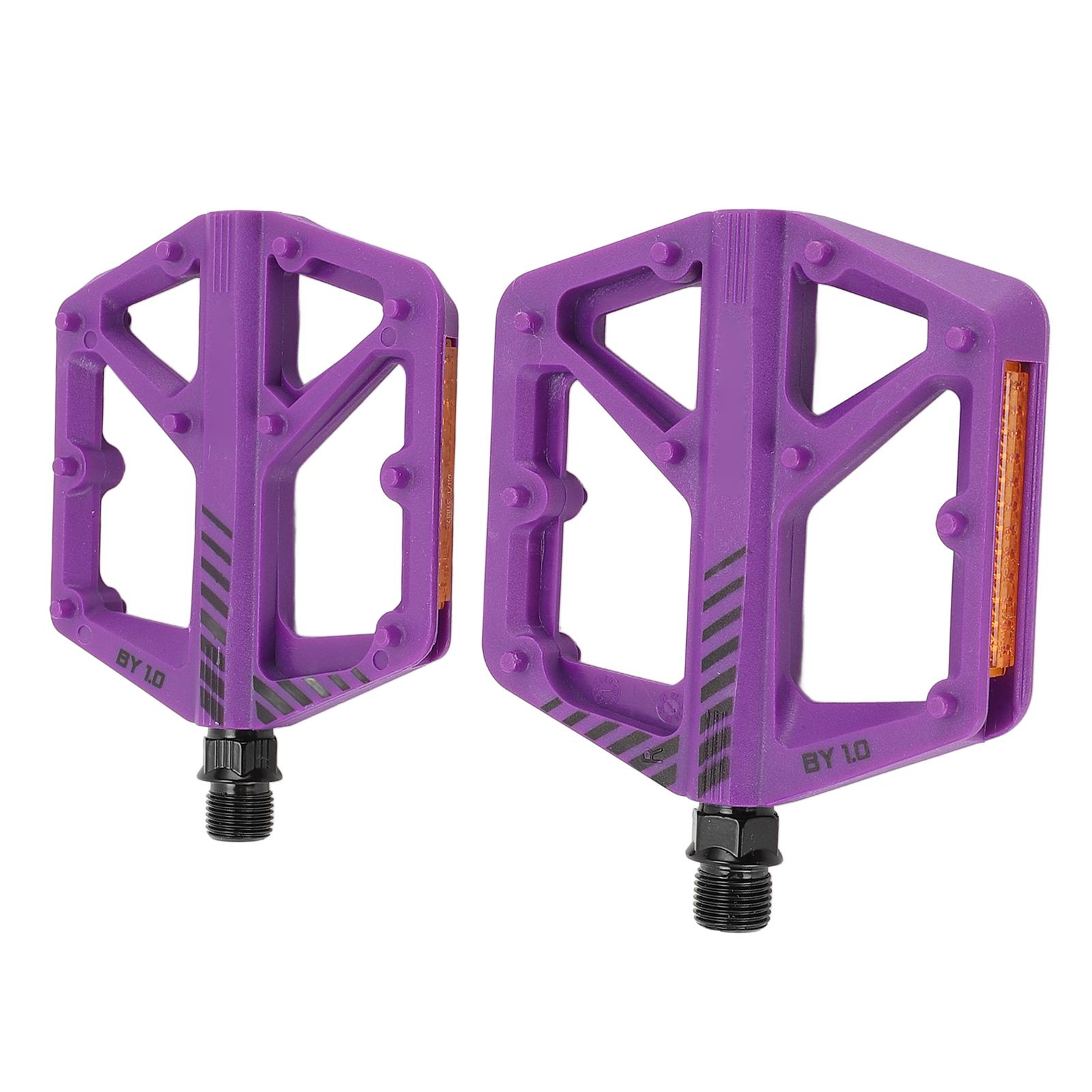 Bike Pedal Boron Steel Axle Nylon Fiber Non Slip Toothed Nail Design Road Bike Flat Pedal Purple purple Fishine