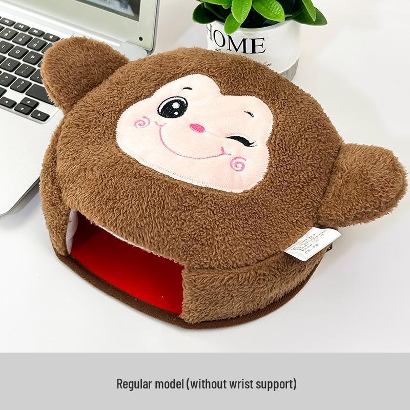 Мультяшный флисовый коврик для мыши с подогревом от USB и подставкой для запястья brown Chose One