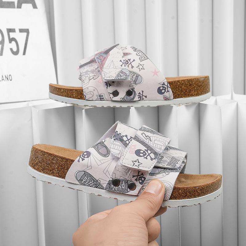 Летние пробковые шлепанцы Birkenstock для детей - от малышей до старших детей, хлопковый комфорт, модный стиль 30-31 gray Voyex
