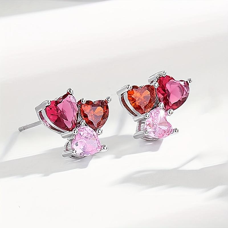 Elegant Heart Inlaid Zircon Earrings, Suitable As A Jewelry Gift for Valentine s Day Parties To Give To Girlfriends white NKEN-1