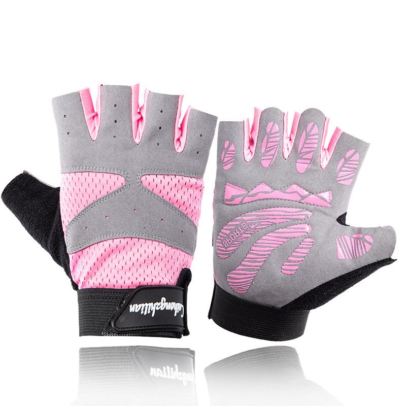 Half finger cycling gloves mens summer thin breathable outdoor wear-resistant leakage finger driving womens sunscreen sports cycling gloves M розовый ddffd1