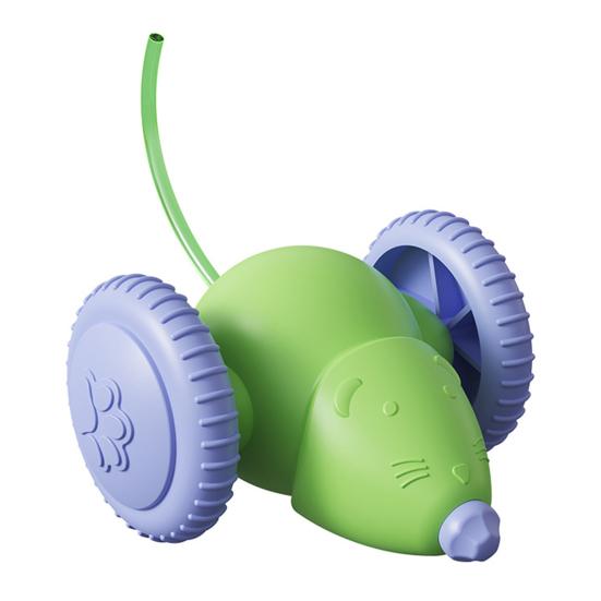 Интерактивная игрушка-мышь для кошек, умная самодвижущаяся мышь с подсвечивающимся хвостом, автоматическая катающаяся игрушка-развлечение для комнатных кошек, стимулирующая охотничий инстинкт зелёный fuhushhs