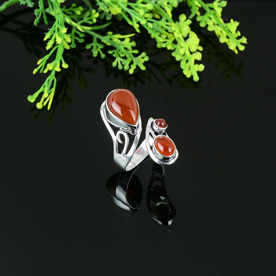 Кольцо из серебра 925 пробы с красным сердоликом, размер 11,5 n9K66 green Copperjewels