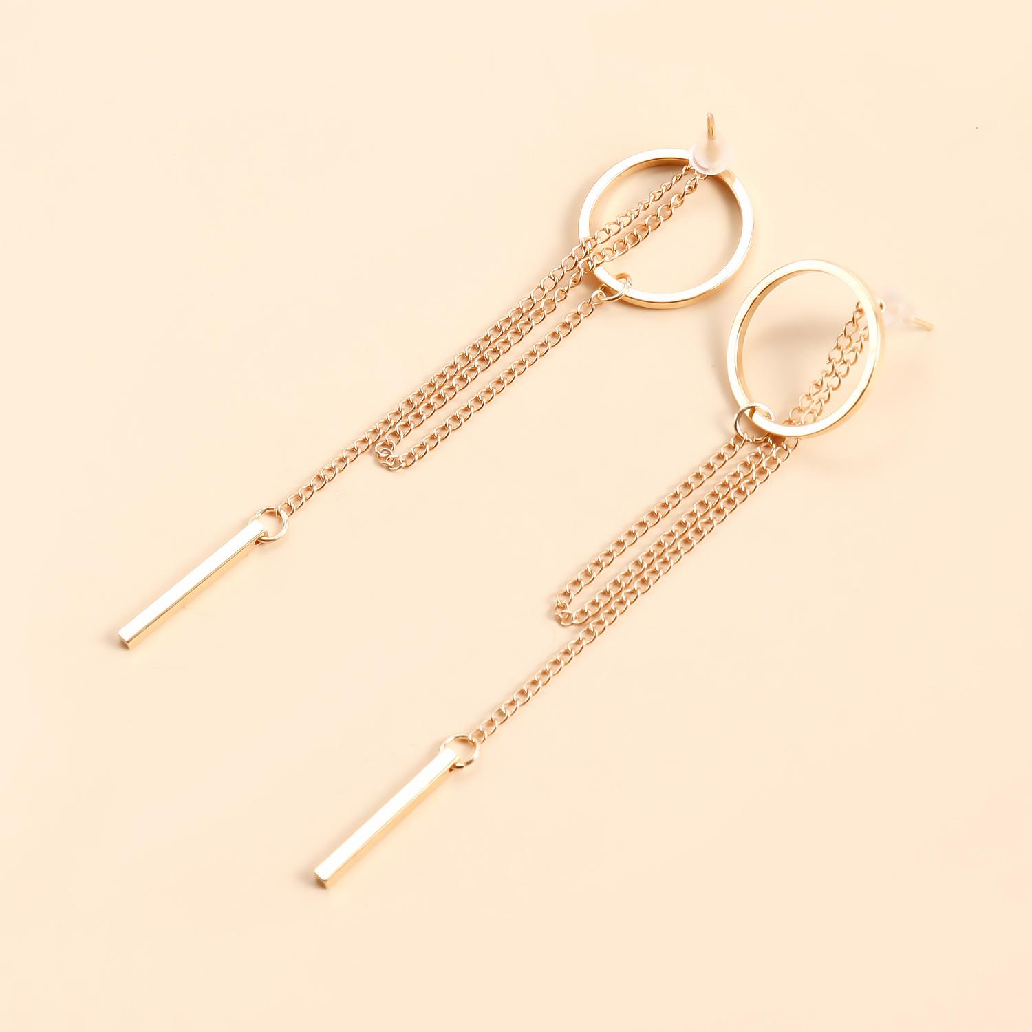 Модные полые круглые серьги с длинной кисточкой золотой Future Jewelry