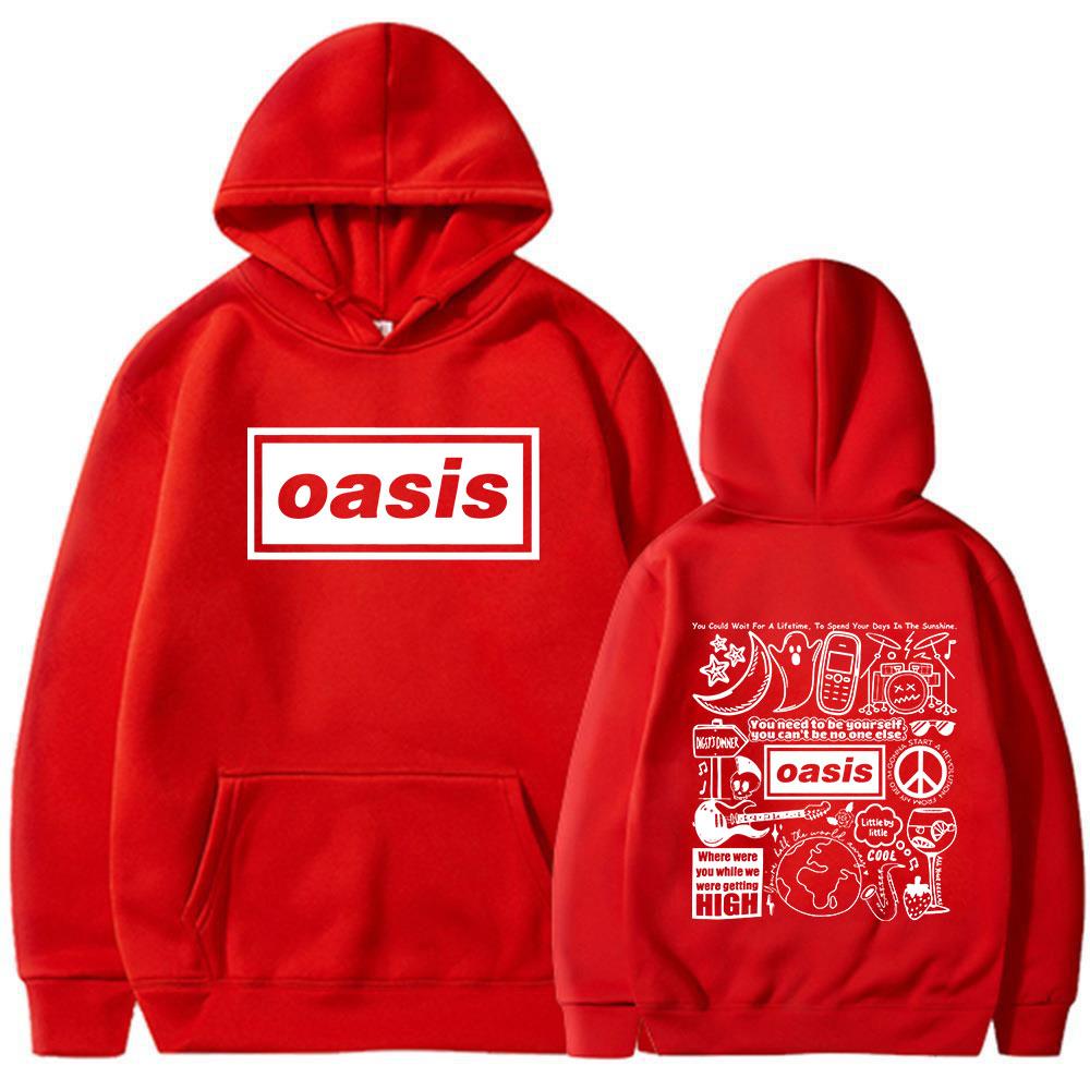 Британская Рок-Группа O-Oasis Худи Тур 25 Модные Готические Винтажные Оверсайз Свитшоты Мужские Женские Свитшоты с Длинным Рукавом S red XIXI Fashion