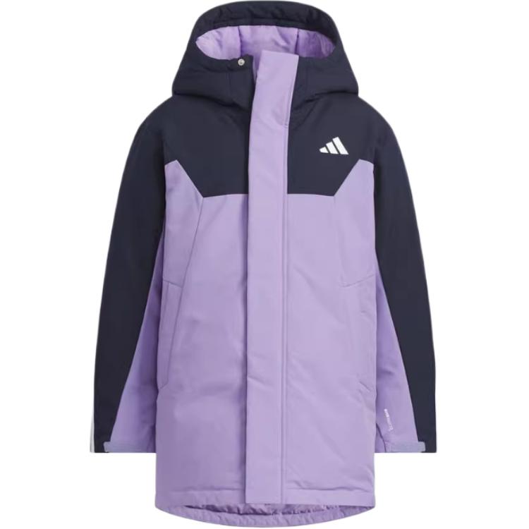 Хлопковая куртка Adidas L Парка Пуховик Спортивная Повседневная Color Block Длинный рукав С капюшоном Детские куртки KC5409 128 black