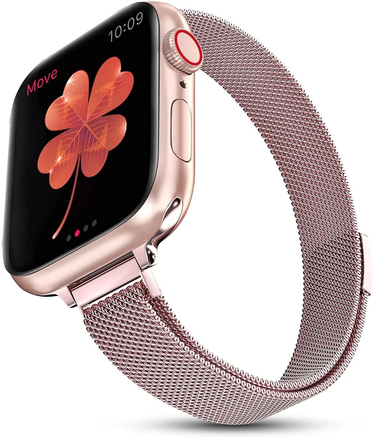 Ремешок с магнитной петлей для Apple Watch, ремешок 40 мм, 44 мм, 45 мм, 41 мм, 49 мм, тонкий браслет из нержавеющей стали iWatch series 5 6 se 7 8 ultra 42mm 44mm 45mm gray Lanspo