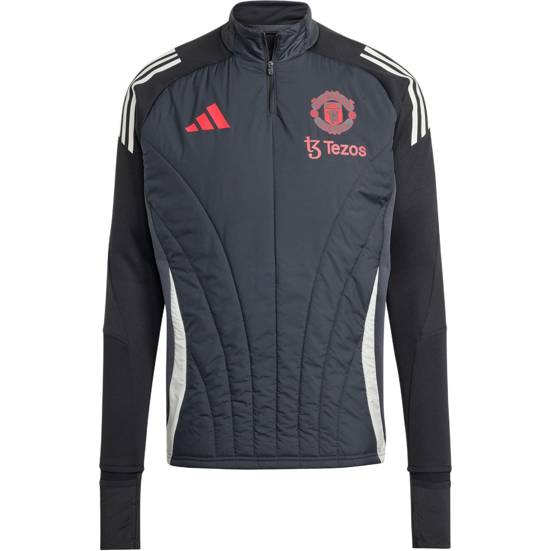 Adidas Manchester United Tiro 24 FW24 Aeroready Soccer Training Slim Fit Comfortable Hoodie Men Hoodies Carbon-Black Black IS8090 XS gray