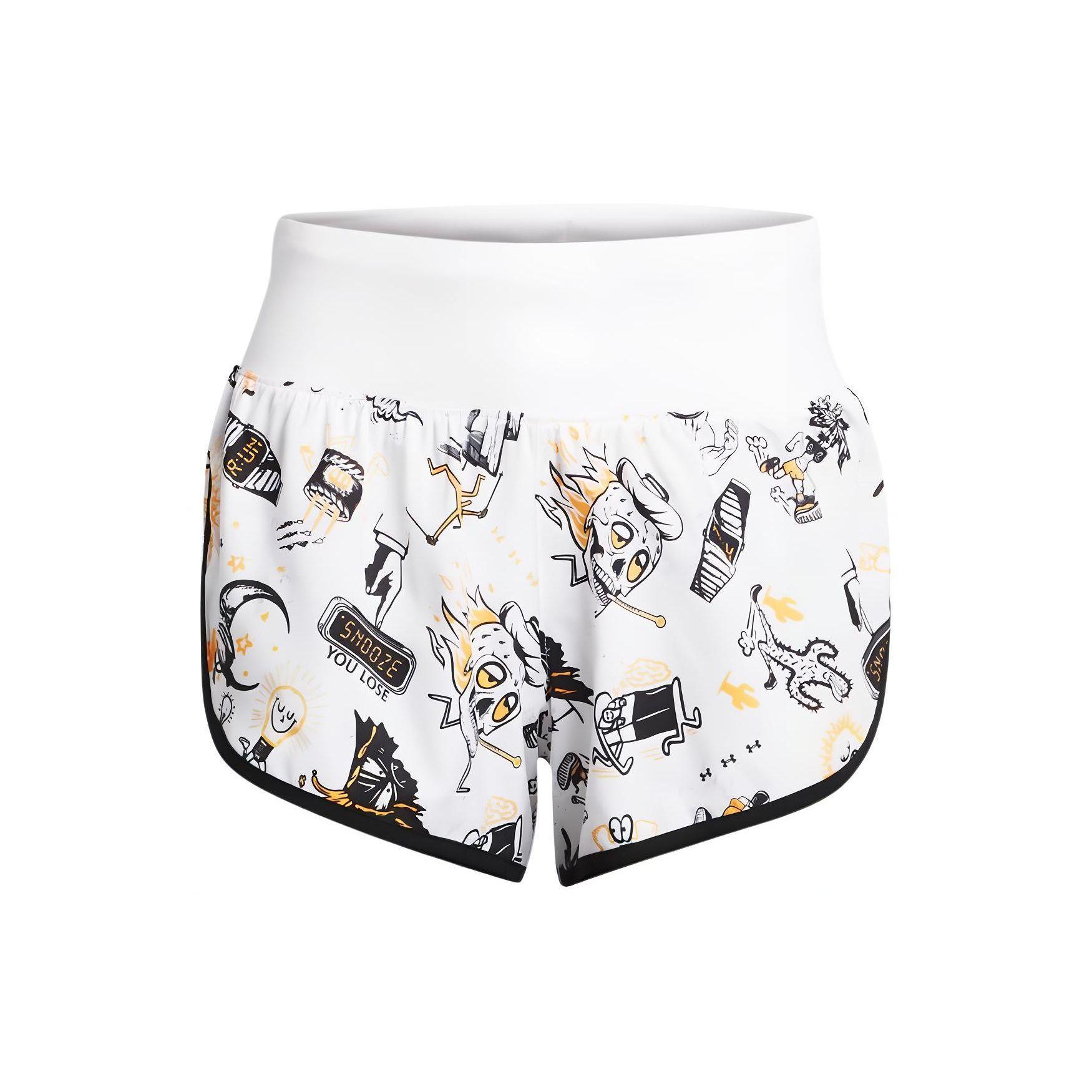 Under Armour Reflective Logo Elastic All Over Print Comfortable Casual Shorts Women shorts White 1382966-100 M white