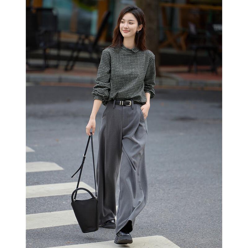 Женская клетчатая повседневная рубашка с асимметричным воротником L gray JDST online