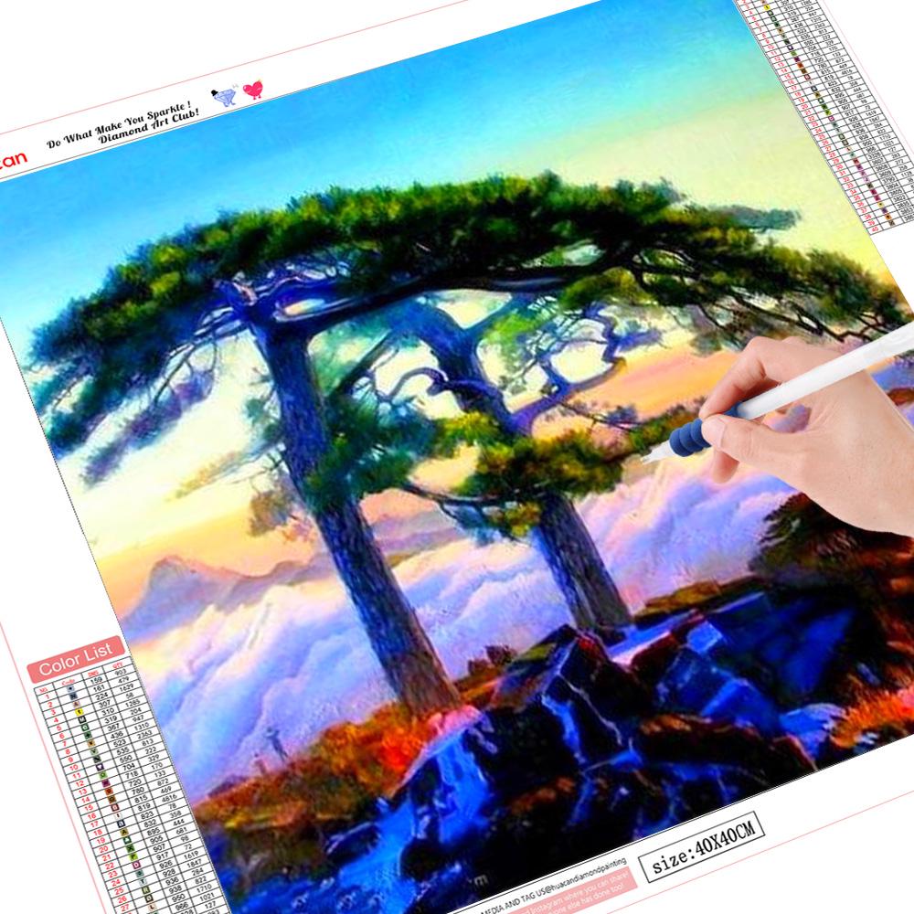 5D вышивка картины горный хрусталь наклеены DIY алмазная живопись пейзаж вышивка крестом 20*20 cm blue huacan