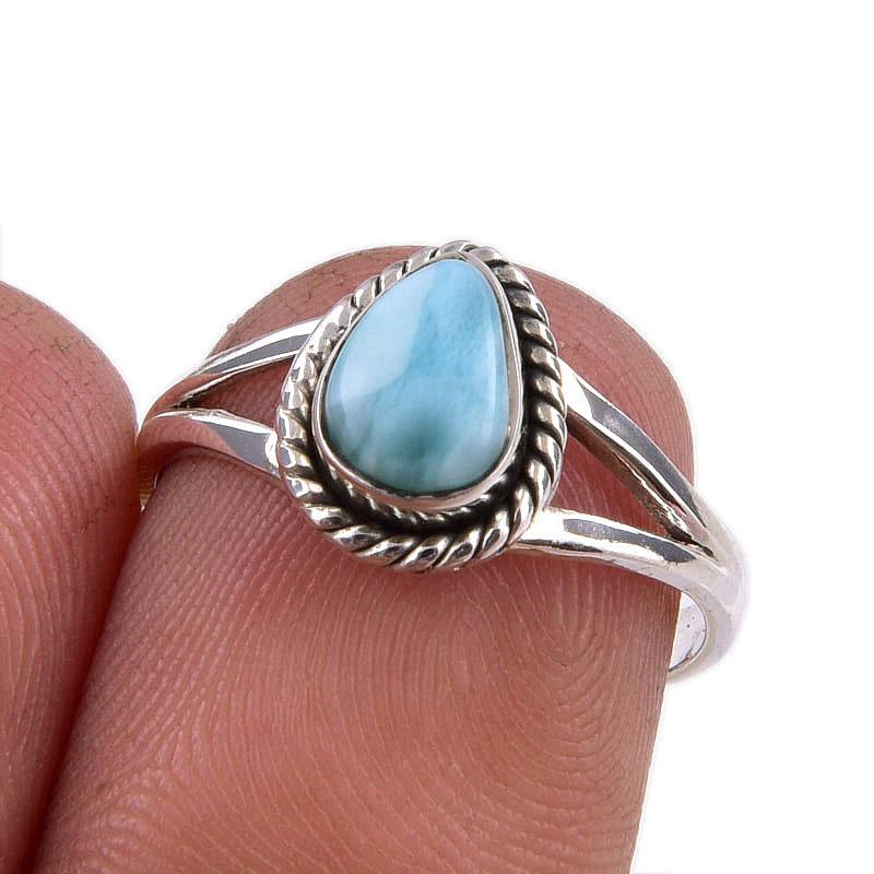 Кольцо из серебра 925 пробы с драгоценным камнем Natural Republic Larimar, размер 6 W7b87 gray SterlingJewelryHub