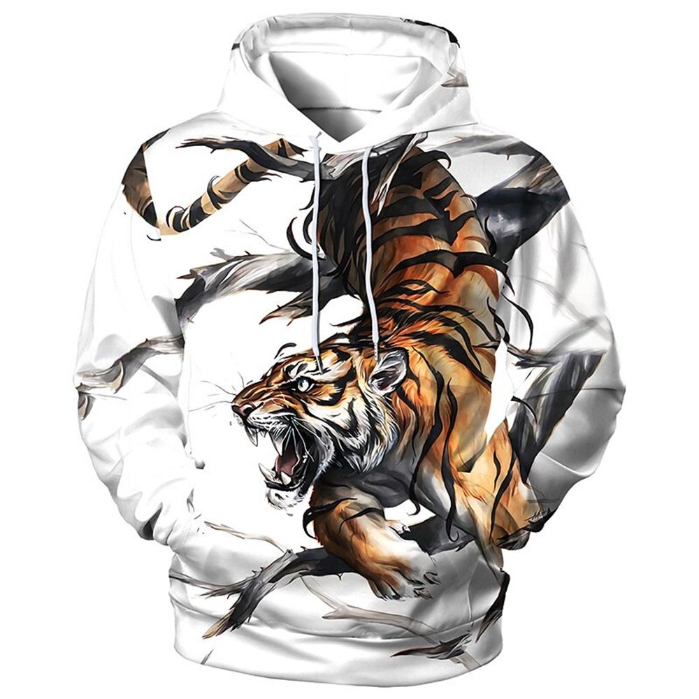 Весна Осень Мужская Толстовка С Капюшоном 3D Tiger Printed Свободные Дизайнерские Толстовки Длинные Рукава Пуловер Harajuku Y2k Одежда S black etst 003