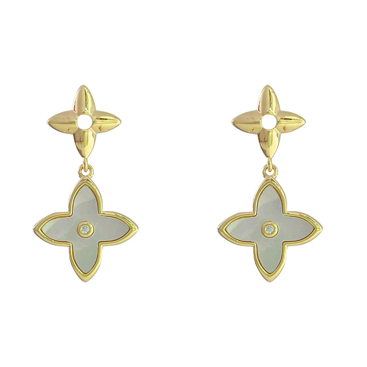 Модные высококачественные женские серьги Senior Sense Of Luxury Серьги Four-Leaf Clover Длинные темпераментные серьги золотой Huishan