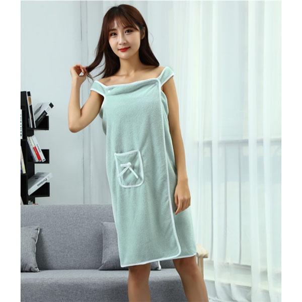 Универсальный женский дорожный халат-полотенце: Мягкий, Супервпитывающий и Быстросохнущий - Элегантный Пляжный Халат с Карманом-Бантом EMA one size зелёный