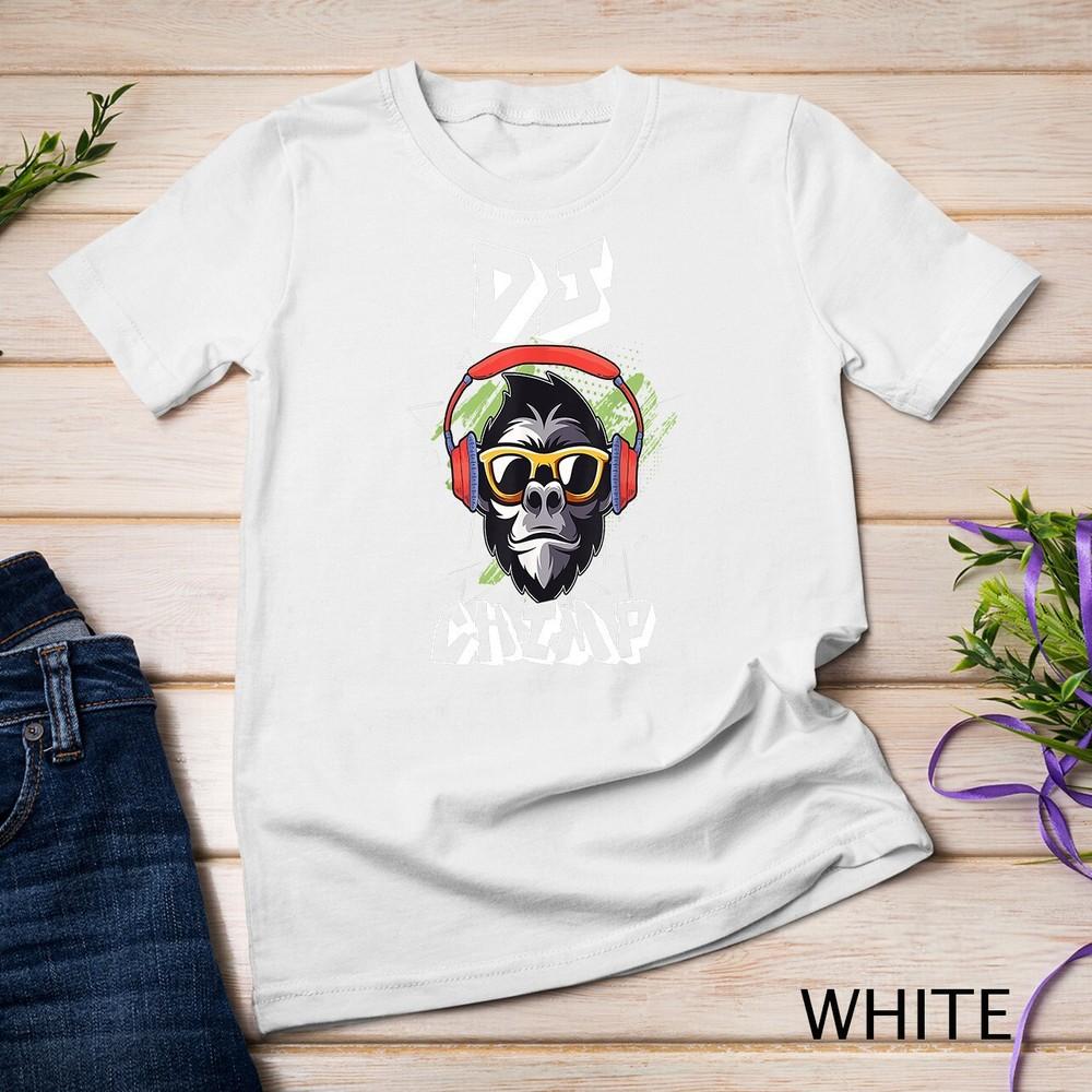DJ Chimp Наушники Шимпанзе Музыкальная Вечеринка Унисекс Футболка S white MyFamilyTees