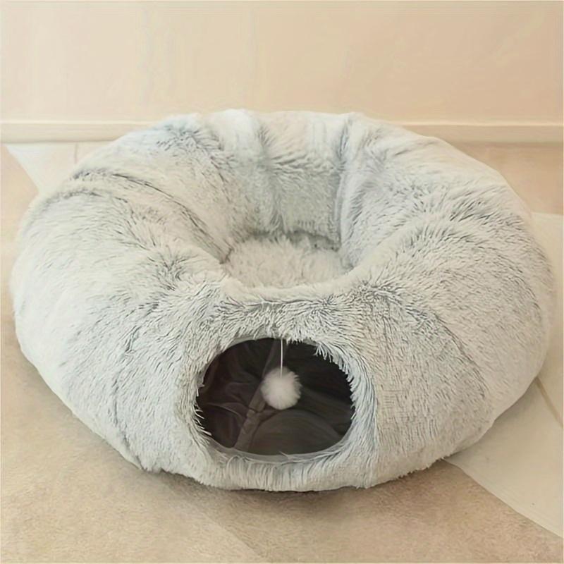 Removable and washable Multifunctional splicing Cat channel Cat litter Pet cat tunnel Plush warm Foldable one size fits all gray Furry Friend Depot