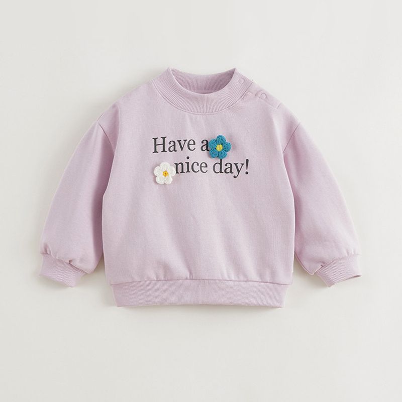 [Same Style as in the Mall] Mark Jenny Girls  3D Flower Sweatshirt, Children s Loose Top, Spring Outfit 241336 Light gray powder 130 white TAOMall