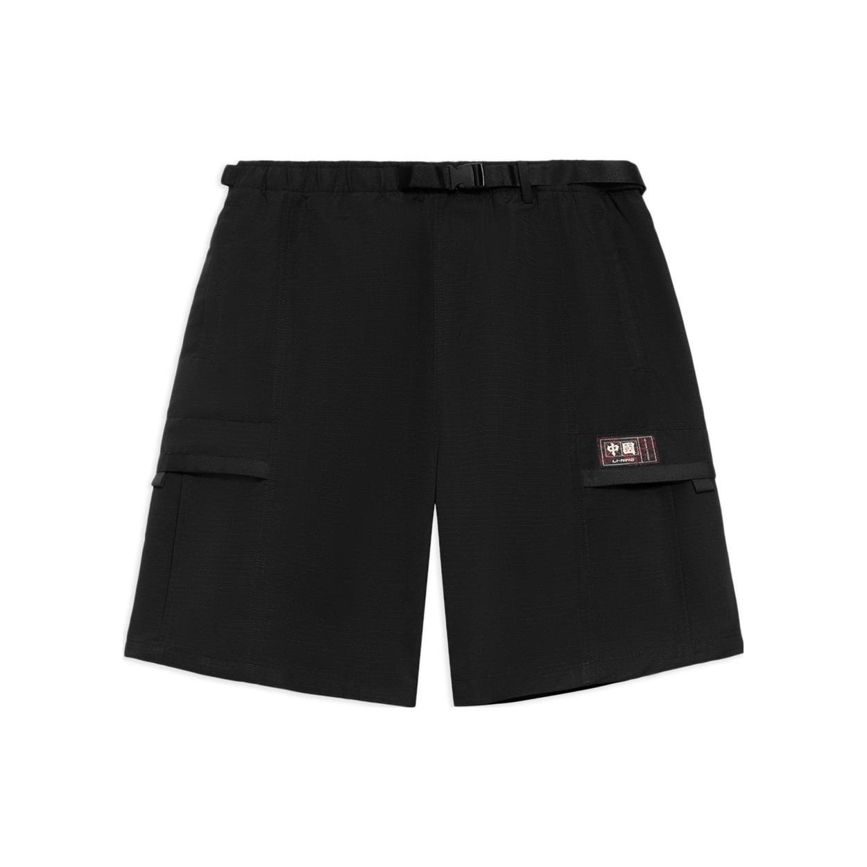 Li Ning Sport Fashion Series Color Block с отделкой талии, прямые шорты для мужчин, черные AKSS501-3 L black Li-Ning