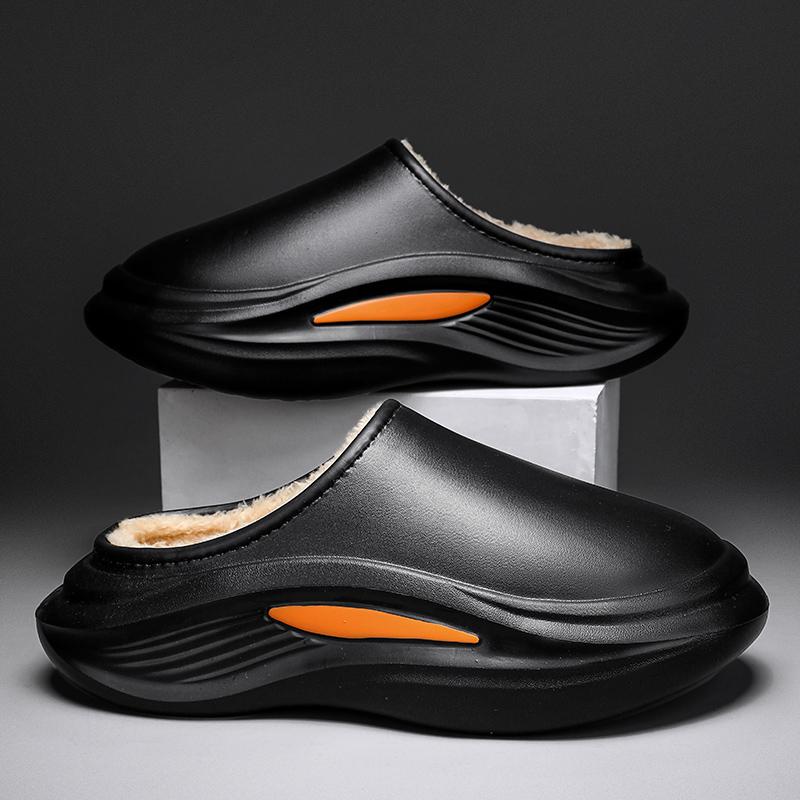 Новые зимние тапочки для мужчин, обувь Bread Shoes с круглым носком, водонепроницаемая, модная, универсальная, взрывная, стильная, UETEEY, мужская, белая, модная обувь 36-37 чёрный NB Fashion