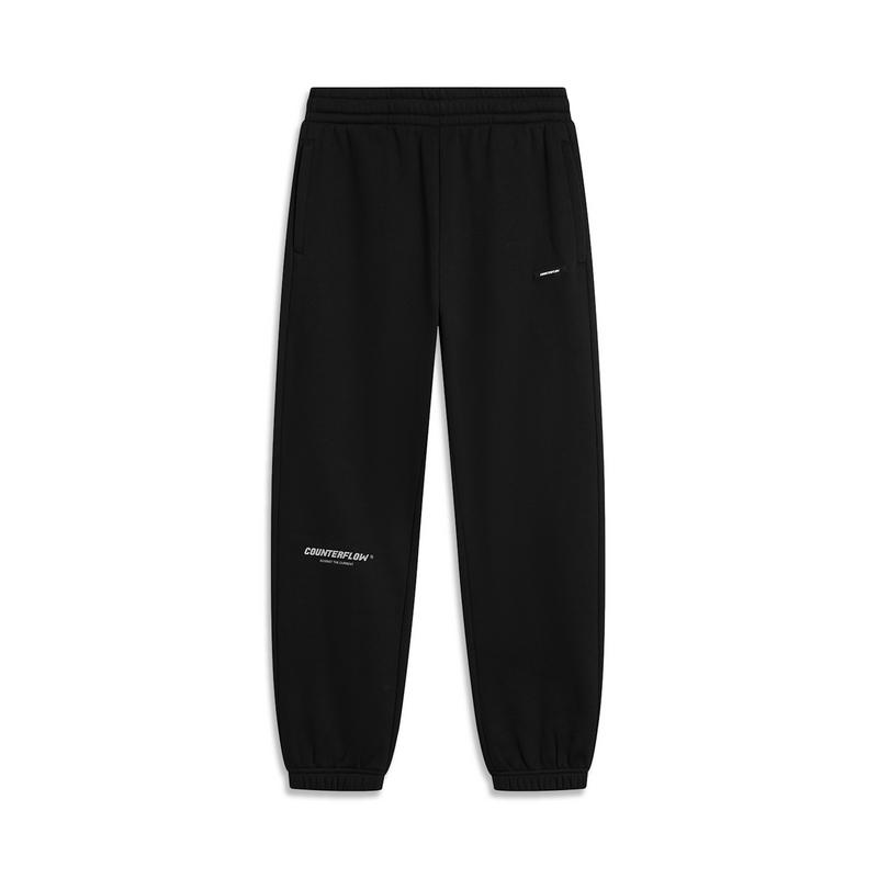 Штаны мужские спортивные свободные трикотажные с манжетами Li Ning CF Letter Print, теплые, черные AKLUD13-1 L gray Li-Ning