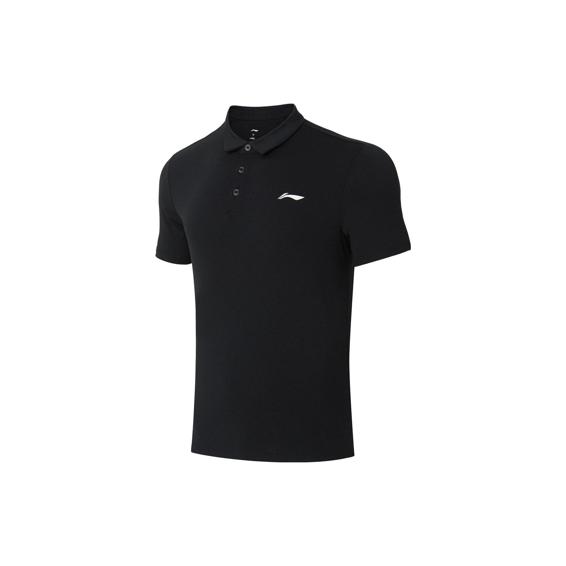 Li Ning Однотонная рубашка-поло с отложным воротником прямого кроя с коротким рукавом мужские топы Черный APLT127-1 XL black Li-Ning