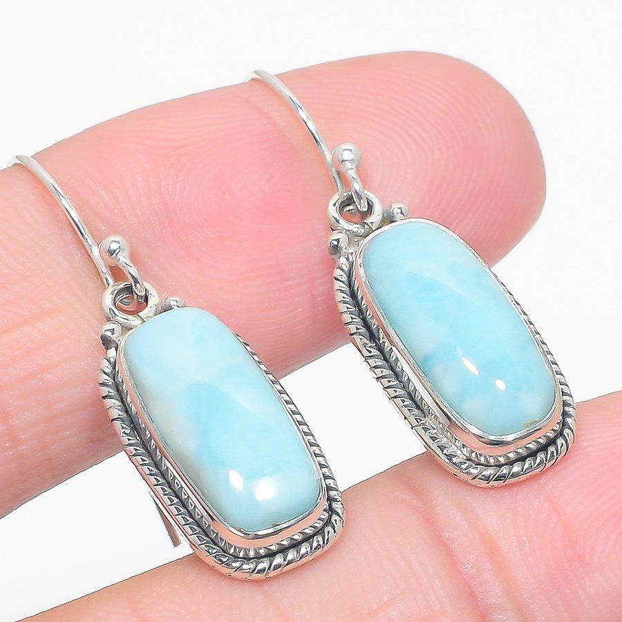 Серьги из чистого серебра 925 пробы с драгоценным камнем Natural Republic Ларимар, 1,50 дюйма, W5k66 white SterlingJewelryHub
