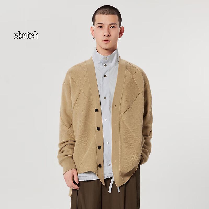 CROQUIS Мужской асимметричный кардиган с V-образным вырезом свободного кроя M beige JDST online