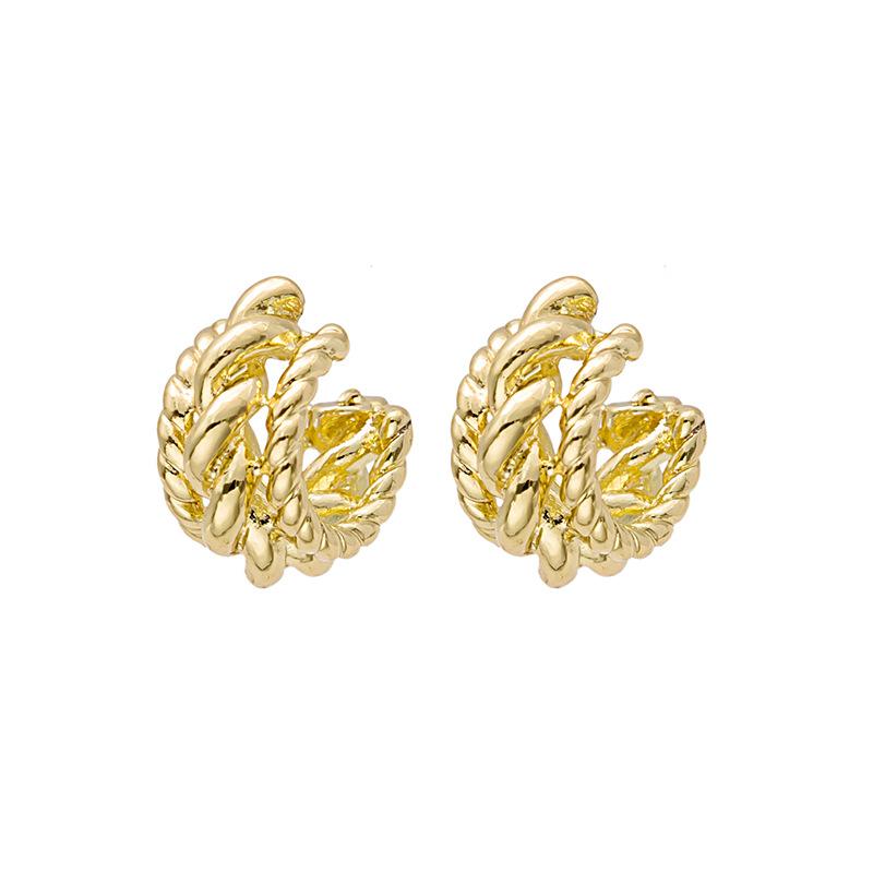 Personalized Texture C-Shaped Stud Earrings, Niche Design Semicircular Bump Fashion Earrings beige BaiJia Jewelry