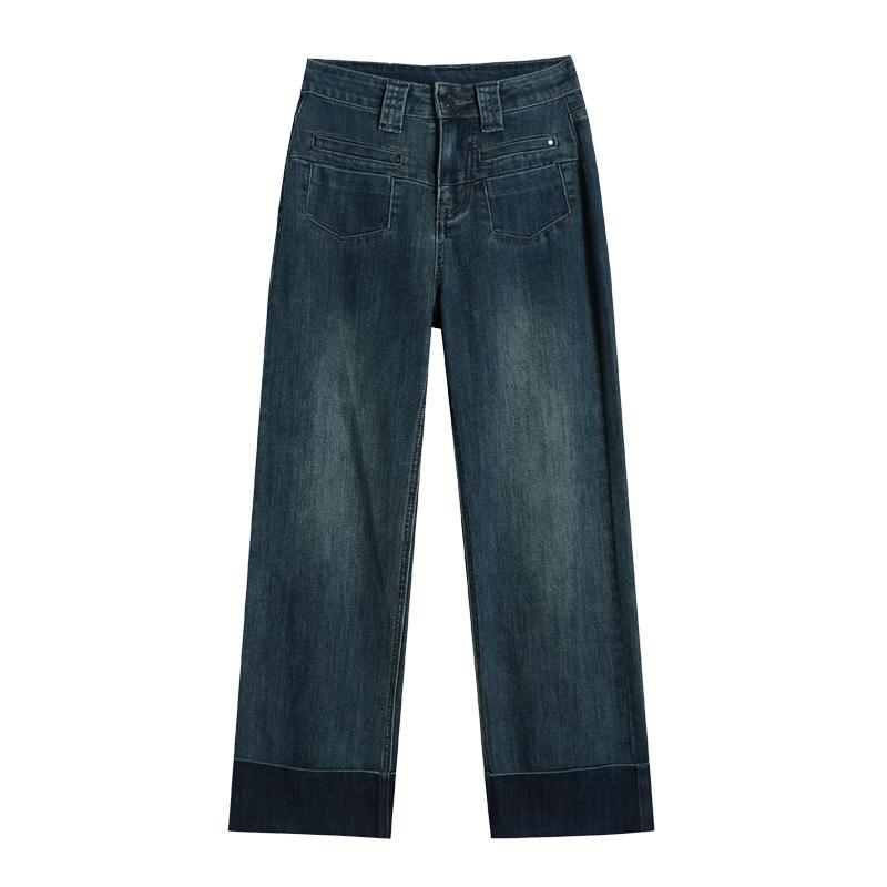 High-waisted Jeans for Women In Spring and Autumn Updated Comfortable Fit Vintage Style Nine-point Slim Curly Straight Small Cigarette Pants XS gray 12ssd1