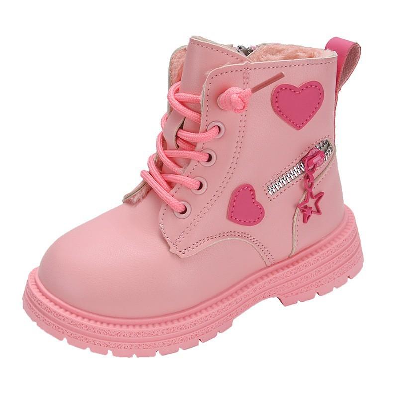Весна и осень Новые детские короткие ботинки Кожаные ботинки 26 pink Gtime Shoes