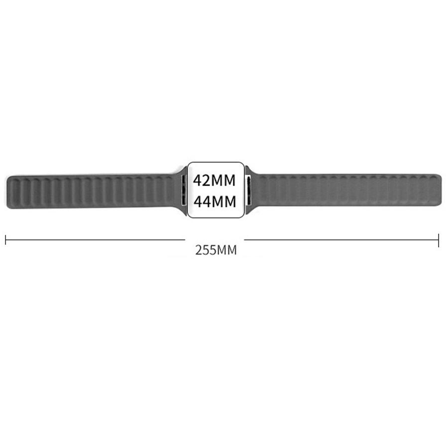 Ремешок-браслет из кожи с магнитным креплением для iWatch Series 6 5 4 3 2 42/44 мм gray Tautoparts