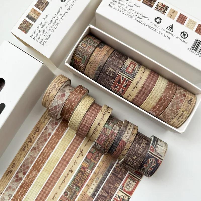 10 шт. Ретро Простой и Бумажный Скотч для DIY Украшения Дневник Вырезки Рукоделие Подарочная Упаковка Подарки на День Рождения Студенческие Принадлежности brown QI CHEN