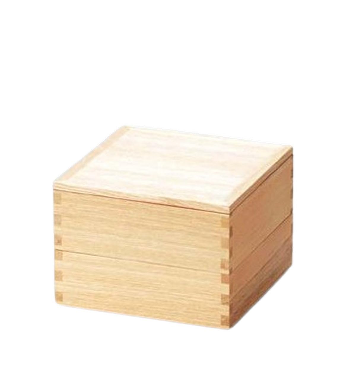 J-kitchens Ланч-бокс для улицы (Bento Box) Сделано в Японии, Деревянная, Однотонная лакированная ясень 50 см двухъярусная коробка с красным интерьером (1 комплект) Контейнер 15,1 см beige Omi Japan Products