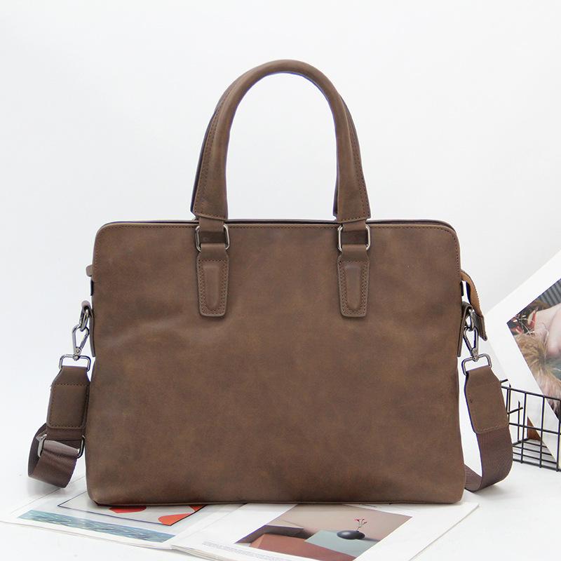 Мужской портфель и наплечная сумка из кожи Crazy Horse в корейском стиле gray Global Finds