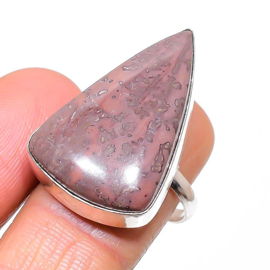 Кольцо из серебра 925 пробы с драгоценным камнем амазонит, размер 9 gray Madonnajewels
