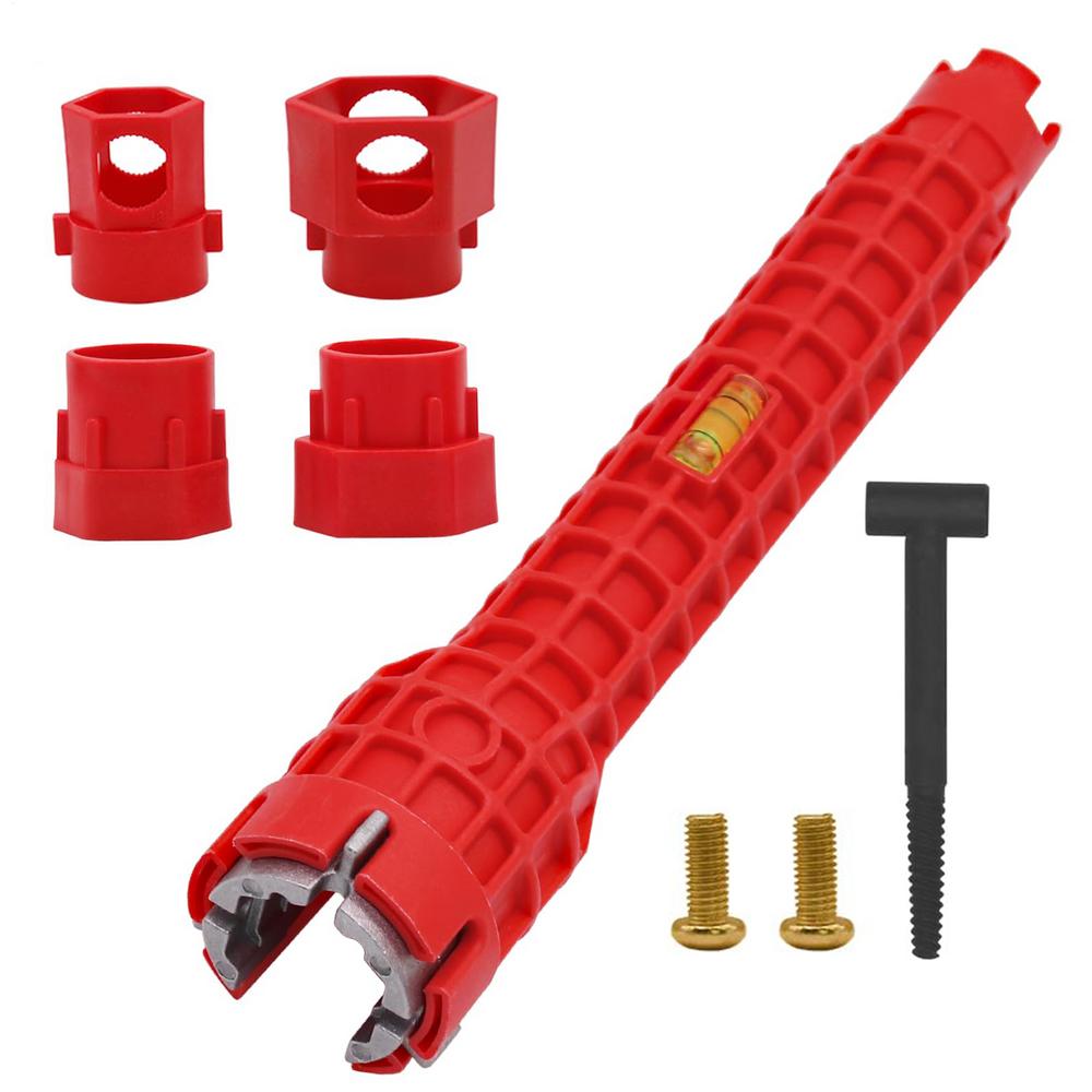 New 14 In 1 Multi Purpose Faucet and Sink Installer Wrench Anti-Slip Multifunctional English Key Plumbing Wrench Tool red hello house