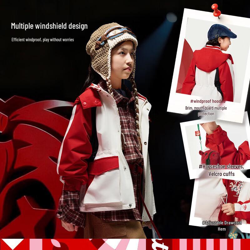 Праздничная флисовая куртка с капюшоном для девочек Anta Kids 140 black