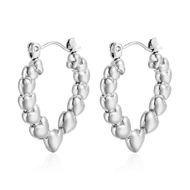 Серьги из нержавеющей стали с бусинами давления масла Love High Sense Light Luxury Trend 18K white JEWEL HOME