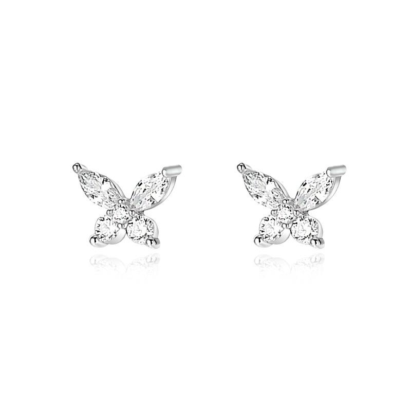Милые и симпатичные сверкающие серьги-бабочки Gentle Wind Gentle Wind white Original jewelry design