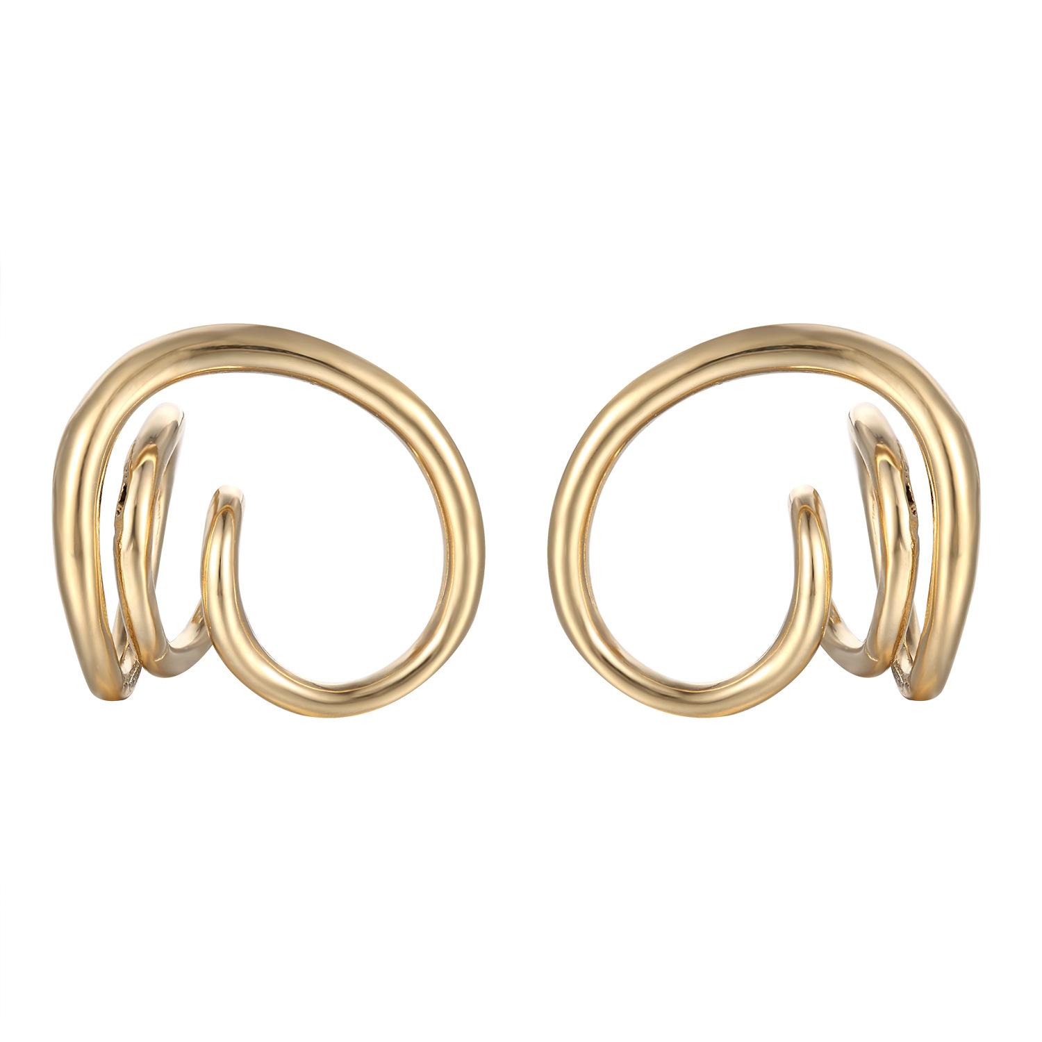 Уши холодного ветра + простое дизайнерское бинауральное кольцо с пряжкой для ушей, новые женские серьги Dongdaemun, нестандартные гвоздики beige Wipon
