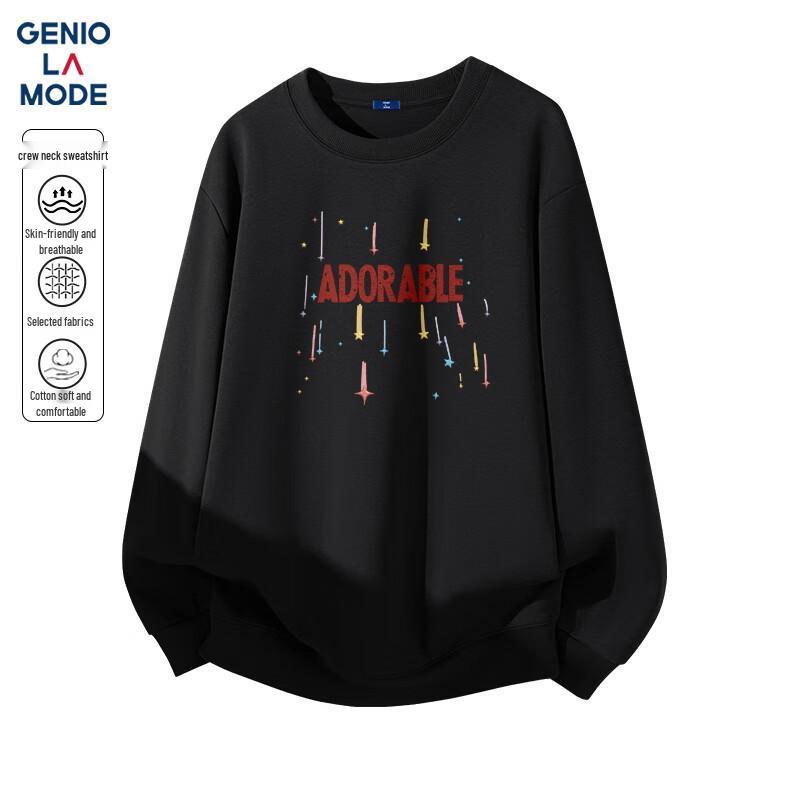 Мужской свитшот GENIOLAMODE свободного кроя с круглым вырезом 2XL чёрный JDST online