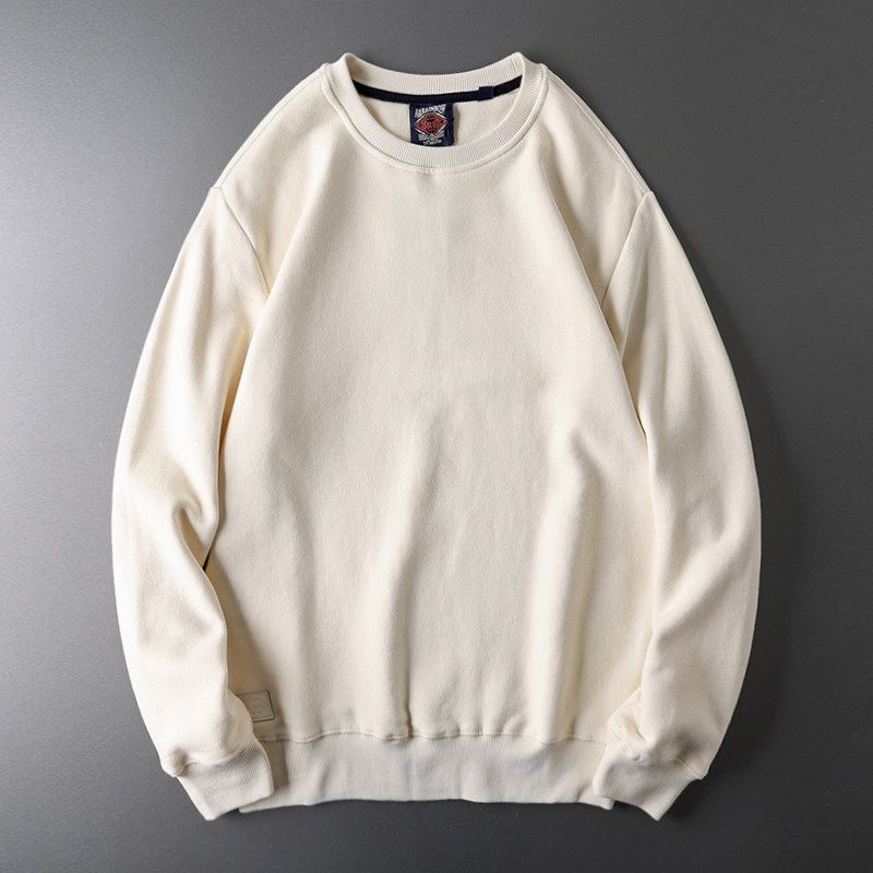 Heavy American Style Sweater Spring and Autumn Style Export Tail Pullover Beige M white TAOMall