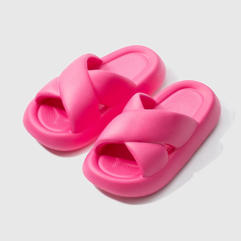 Женские модные тапочки Cross Slipper 2024, летние новые мягкие женские сандалии EVA с толстой подошвой для дома и отдыха на природе, женская ленивая пляжная обувь 36-37 розы красного Happy Soles