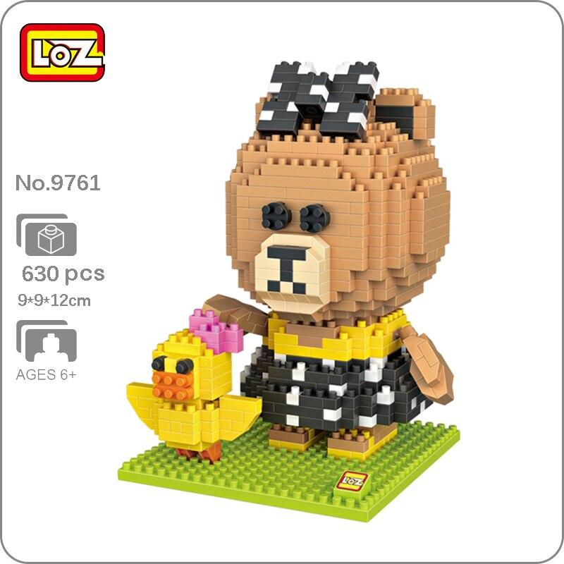 LOZ 9761 мир животных мультфильм медведь сестра цыпленок модель домашнего животного DIY мини алмазные блоки кирпичи строительные игрушки для детей подарок без коробки beige Fun Building Blocks