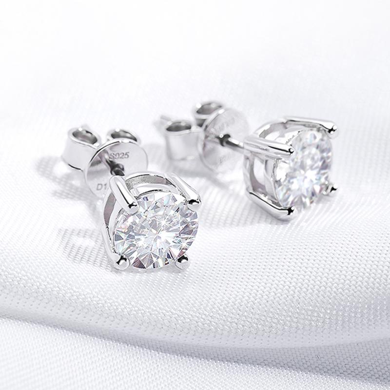 Серьги-гвоздики с муассанитом 0,5-2CT для мужчин и женщин, стерлинговое серебро S925, свадебные серьги-гвоздики с бриллиантами GRA 0.5CT and 0.5CT white URMYLADY Jewelry