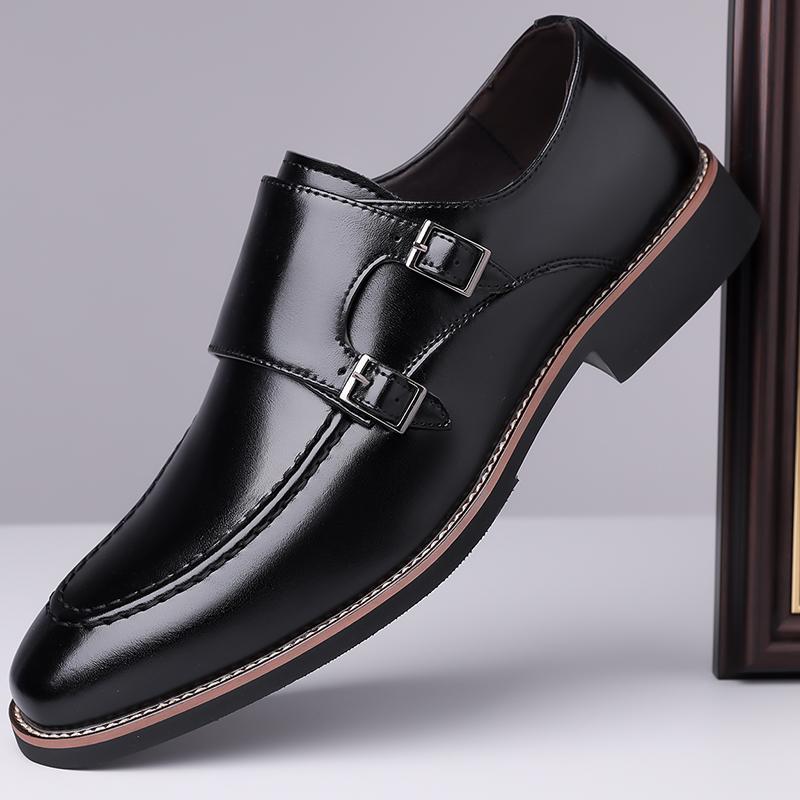 Мужские кожаные туфли Horsebit Loafers Slip on, формальные мужские туфли для свадьбы, офиса, повседневные туфли Lazy Shoes For Men, мокасины большого размера 48 38 чёрный Shoe Gallery