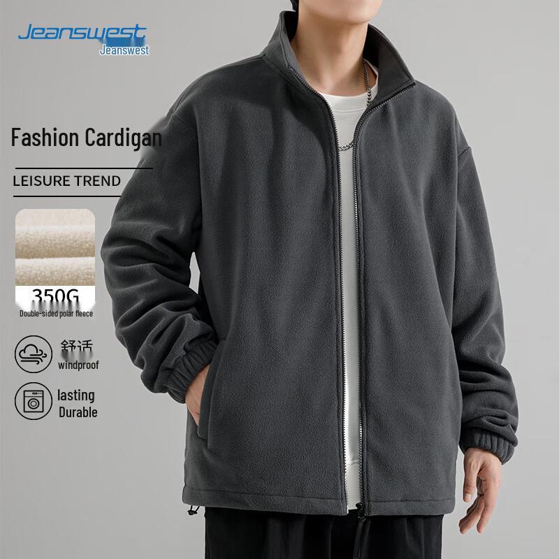 Мужская флисовая куртка с воротником-стойкой Jeanswest 2XL темно серый JDST online