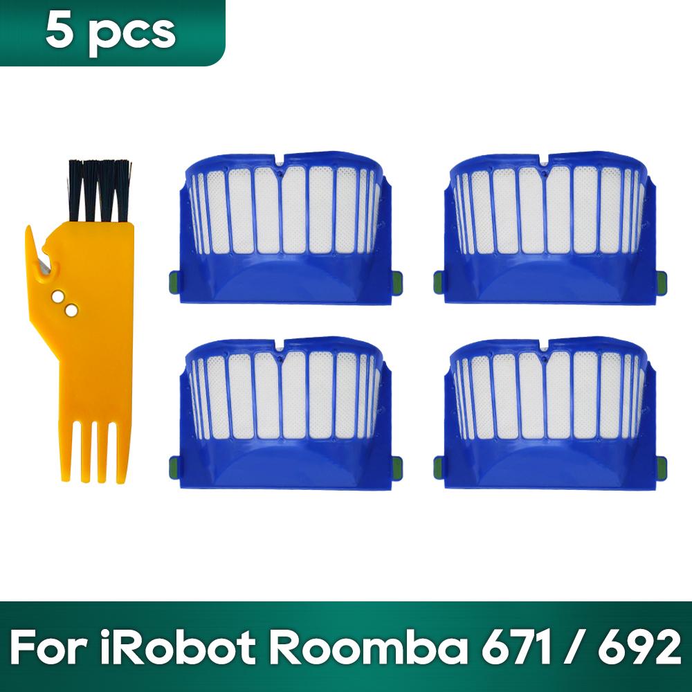 Совместимо для iRobot Roomba 692/671/660/651/650/630/620/614 Набор запчастей для аксессуаров Робот-пылесос Основная Боковая щетка Hepa-фильтр blue Simplistic Living Home